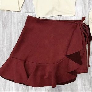 Suede burgundy skirt